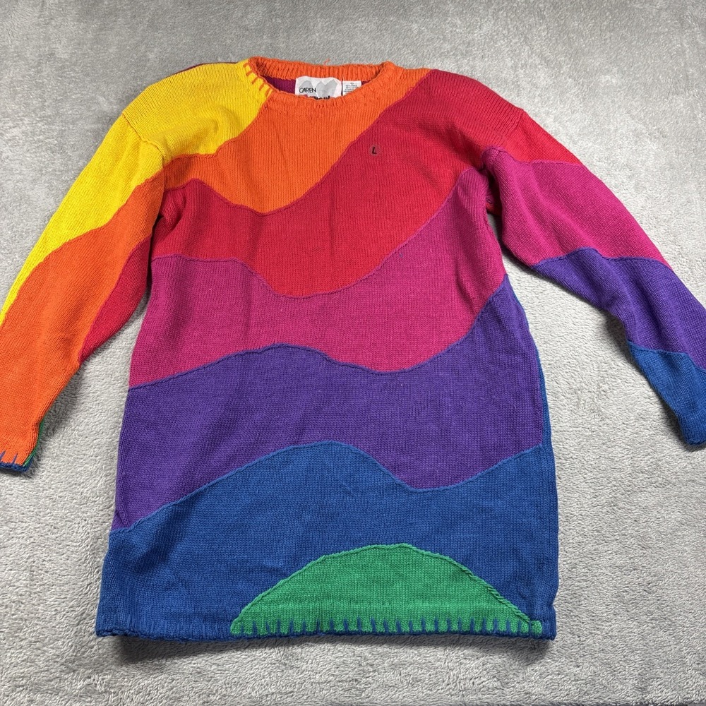 Caren Sport Top Sweater Womens Multicolor Oversized Crew Womens Large